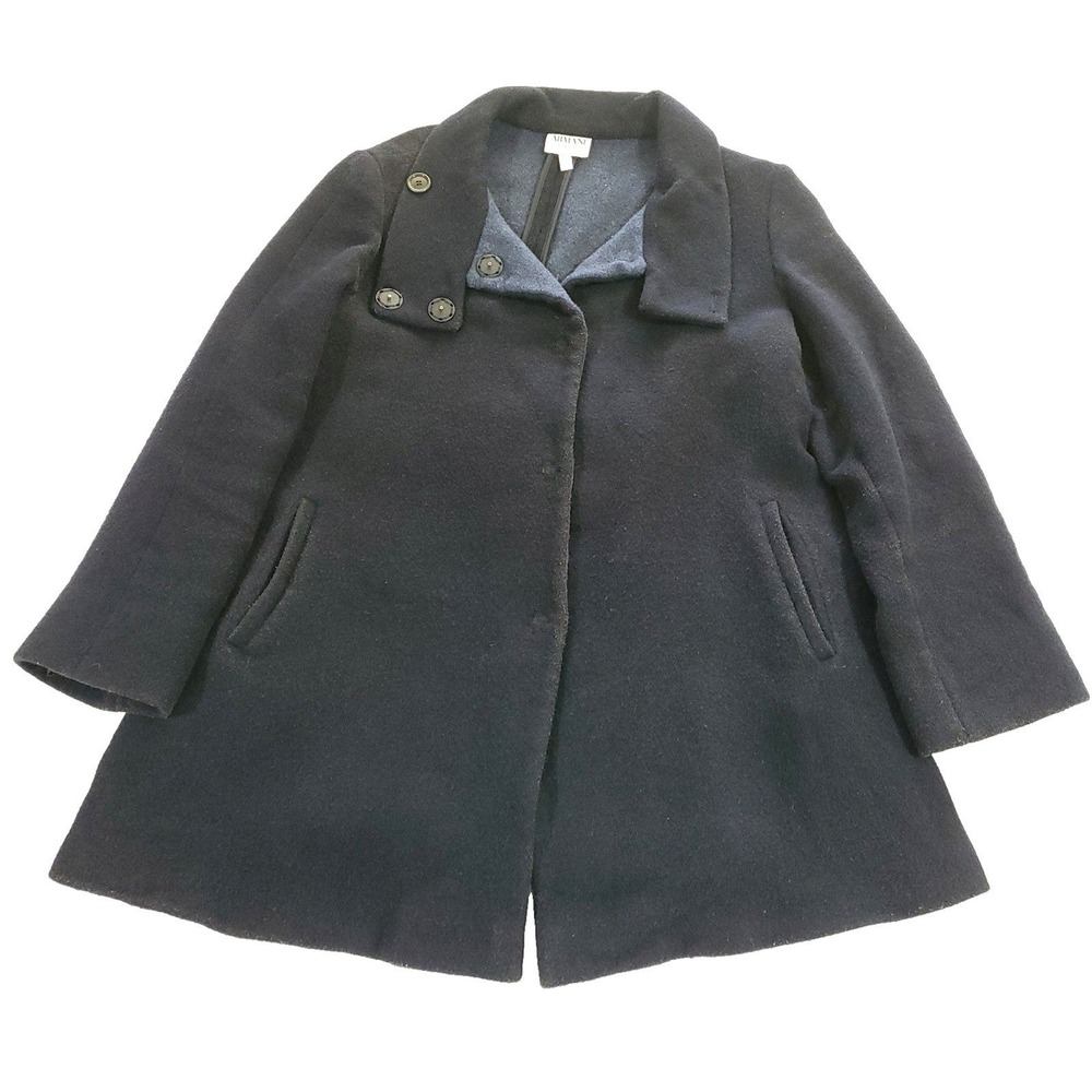 Armani Collezioni Cocoon Wool Coat Nay Blue 6 Cashmere Blend Peacoat